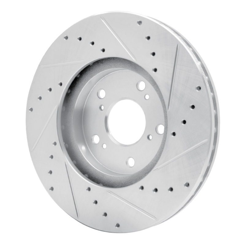 Acura TSX Brake Rotor (1) - Front Left - R1 Concepts - Drilled & Slotted - Silver - `99-`14